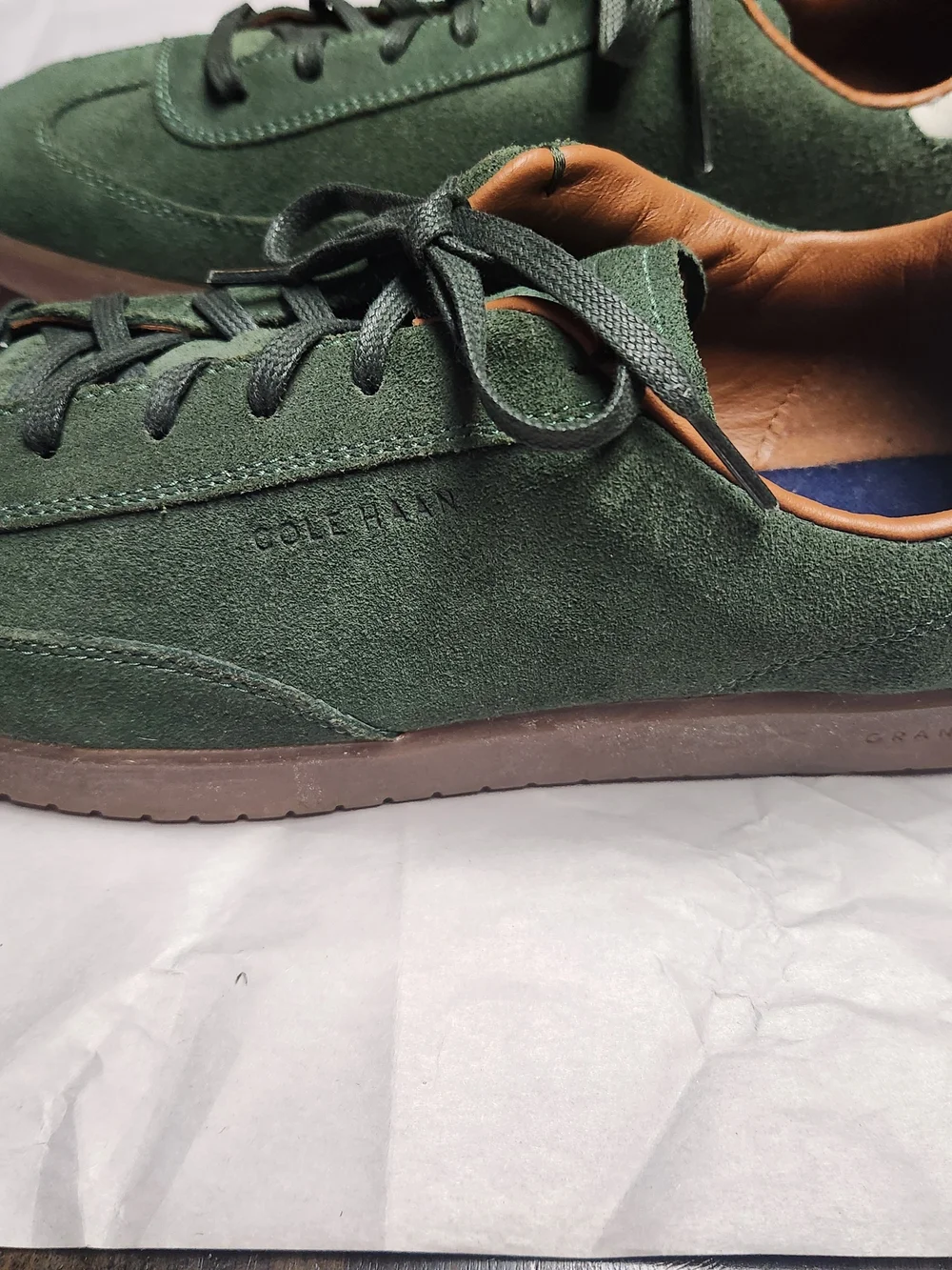 Cole Haan Green Suede GrandPro Lace-Up Sneakers